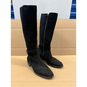 Aquatalia Giada Suede Knee-High Leather Riding Boots Black Womens Size 9 UK